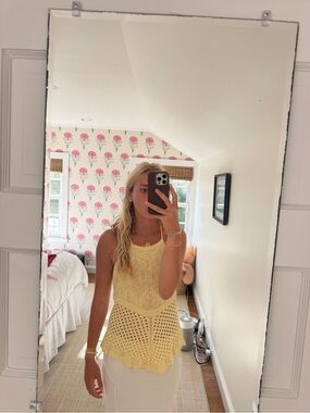 Zara Crochet Halter Tank Top in Yellow